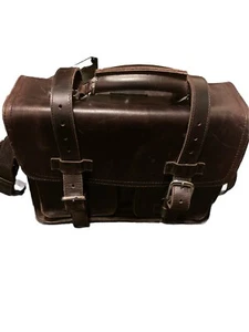 Vintage Vagabond Traveler Messenger Bag Satchel, Dark Brown Leather - Picture 1 of 8