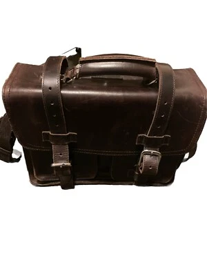 Vintage Vagabond Traveler Messenger Bag Satchel, Dark Brown Leather - Image 1 of 4