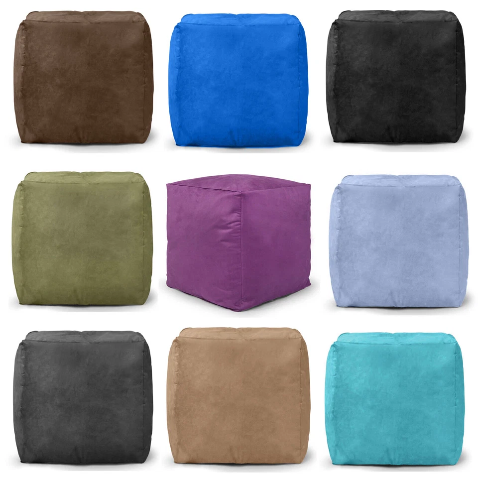 Pouffe Seat Faux Suede Foot Rest Bean Bag Soft Heavy Duty Filled **Small Cube** - Image 1 of 1