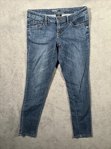 Mossimo Jeans Womens 6/28 Dark Blue Low Rise Skinny Tapered Stretch Casual Denim - Picture 1 of 9