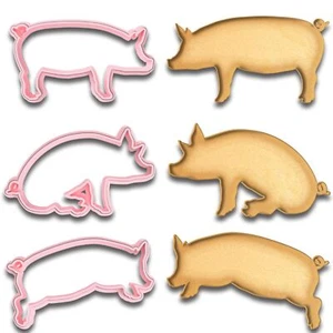 3 Pigs Cookie Cutter Set - 3 Styles, 4.25" Length, Perfect for Farm Animal - Picture 1 of 1