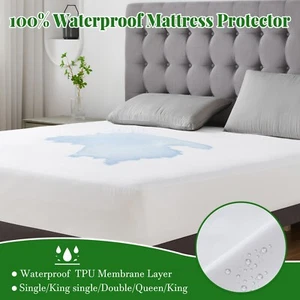 Mattress Protector 100% Waterproof Fully Fitted Basic Mattress Cover Full Size - Picture 1 of 17