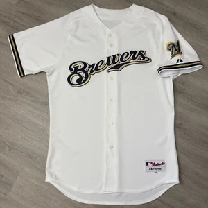 Authentic Milwaukee Brewers Jersey 48 XL Majestic Home Blank - Picture 1 of 7