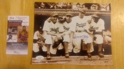 RACHEL ROBINSON + EDDIE STANKY SIGNED 8X10 OF JACKIE AND ED JAS AUTHENTICATED - Image 1 of 2