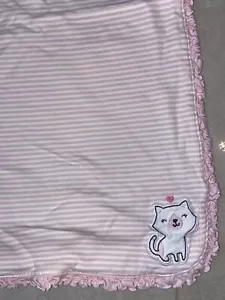Just One You Carter's Cotton Baby Blanket Pink White Kitty Cat Stripes - Picture 1 of 3