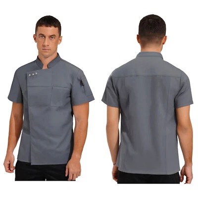Unisex Men Women Coat Bakery Jacket Short Sleeve Tops Baking Work Lightweight - Image 1 of 4