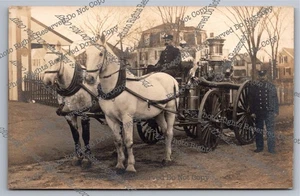 Antikes RPPC Pferde Feuerwehrauto Haverhill Massachusetts Echt Foto Postkarte - Bild 1 von 14