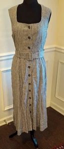 Banana Republic Linen Blend Dress, Gray and White Striped, New with Tags, Sz. 8 - Picture 1 of 8