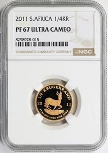 2011 South Africa Gold 1/4 Krugerrand NGC MS67 1/4oz Fine - Picture 1 of 4