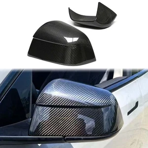 Dry Carbon Fiber Add-on Side Mirror Cover Caps for Tesla Model Y 2025 - Picture 1 of 7
