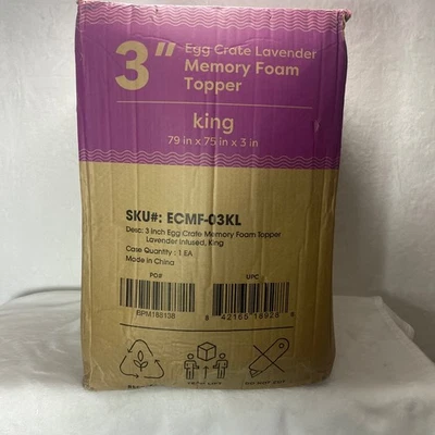 Colchón de espuma viscoelástica King lavanda 3" nuevo caja abierta Foto 1 de 4