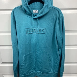 Sudadera con Capucha Hurley Ajuste Regular Poliéster Suave Pullover Azul Bordado - Imagen 1 de 5