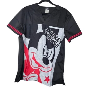 NEW Tooniforms S Mens Mickey Mouse Scrub Top Disney Black Medical Professional - Picture 1 of 4