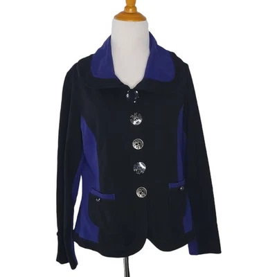 Cárdigan Buda Neón Bloques de Color Botón Bolsillos Frontales Negro Mujer Mediano Foto 1 de 4