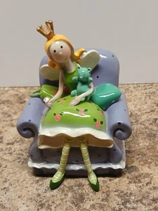 Princess Fairy Sitting In Chair w/Teddy Bear Money Coin Bank Figurine - Picture 1 of 10