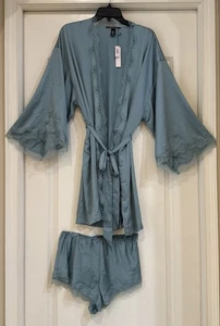 Neu mit Etikett Victoria's Secret Green Collection 2-teiliges Set Morgenmantel & Shorts M/L Morgenmantel M Unterteil - Bild 1 von 11