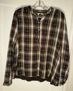 BSBEE Damen Sonora Popover Henley Baumwolle Hemd Bluse kariert Gr. M - Bild 1 von 11