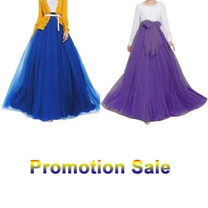 Women's Long Skirts High Waisted Puffy Tulle Skirt Wedding Bridesmaid-Dresses us - Picture 1 of 6