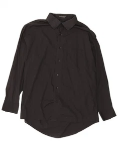 PIERRE CARDIN Mens Slim Fit Shirt Size 16 1/2 Large Black Cotton DL07 - Picture 1 of 3