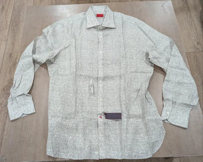 $675 Mens Isaia Basketweave Linen LS Button Up Sport Shirt Beige 2XL - Image 1 of 4