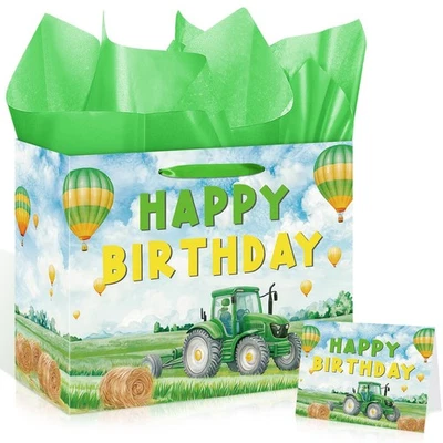 Tractor Decoraciones de Cumpleaños Tractor Bolsa de Regalo de Cumpleaños con Papel de Envolver y... Foto 1 de 4