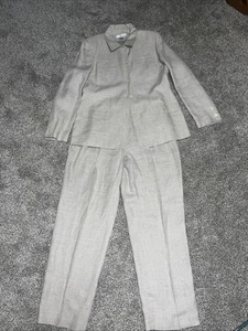 Vtg Madison & Max 100% Natural Linen Safari Style Blazer Sz 12 w/ Pants Sz 14 - Picture 1 of 8