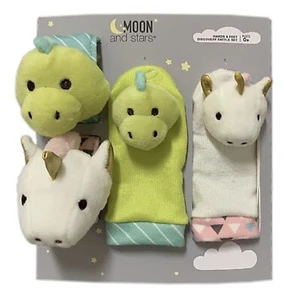 Moon and Stars Rattle Set Hands Feet Discovery Rattle Set Dinosaurs Unicorns New - Picture 1 of 5