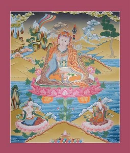 32.25" x 27.25" Guru Rinpoche Tibetan Karmakoti Thangka/Thanka Painting Patan - Picture 1 of 6