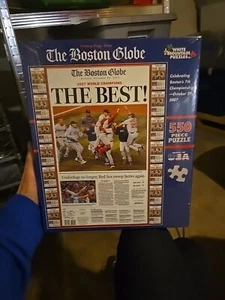 THE BOSTON GLOBE 2007 Red Sox World Champions 550 Piece Puzzle Bent Box - Picture 1 of 4