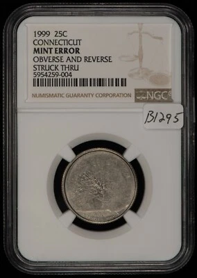 1999 25c CT State Quarter - Dramatic Mint Error - Struck Thru Grease NGC - B1295 - Image 1 of 4