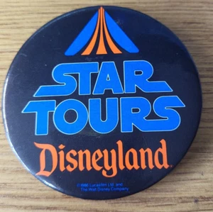 Disneyland 1986 Pinback Button Star Tours 3" logotipo vintage Star Wars - Imagen 1 de 3