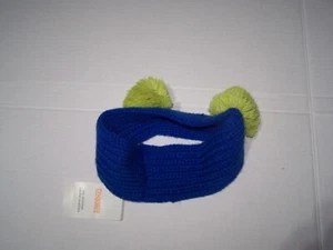 NWT Gymboree Girls Sweater Ear Warmer One Size Blue Green Pom Pom 100% Acrylic - Picture 1 of 2