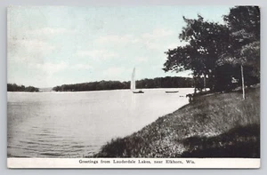 Lauderdale Lakes Near Elkhorn Wisconsin Postcard - Picture 1 of 2
