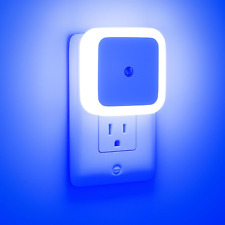 Blue Plug-In Dusk to Dawn LED Night Lights for Kids Bedroom, Bathroom, Hallway (