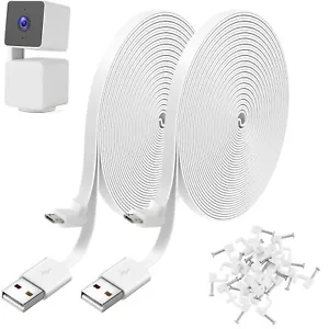 2 Pack 25FT Power Extension Cable Compatible with WYZE Cam Pan V3 USB 90 Degree - Picture 1 of 8