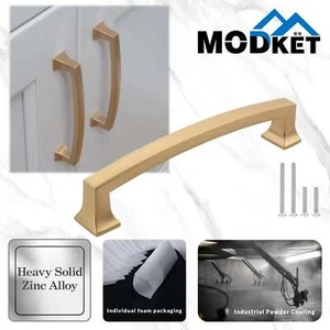 Solid Brushed Champagne Gold Square Cabinet Pulls Handle Kitchen Bathroom Drawer - Picture 1 of 8
