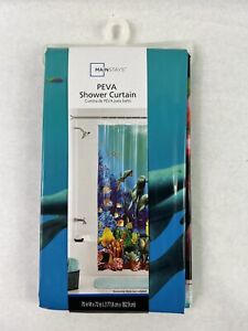 DOLPHIN Peva Coral Reef Shower Curtain Vibrant Colors 70" x 72" NEW