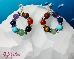 Chakra Earrings, Healing Earrings, Meditation earrings, Chakra Jewelry handcraft - Bild 1 von 4