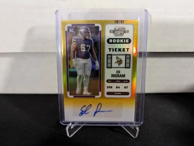 2022 Panini Contenders Optic Ed Ingram Gold Prizm Rookie Autograph Vikings 163 - Image 1 of 2