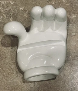 Vtg Walt Disney Mickey Mouse White Glove Hand Business Card Holder Office Desk - Picture 1 of 4