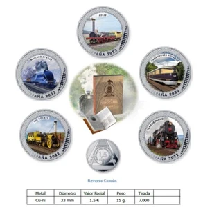 2022 ESPAÑA 4ª serie de HISTORIA DEL FERROCARRIL 5 monedas 1,5 € color - Bild 1 von 6