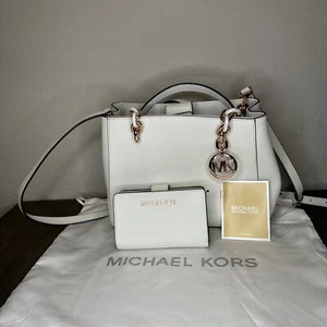Michael Kors Sophia mittlere Tragetasche optisch weiß/roségold mit passender Geldbörse - Bild 1 von 15
