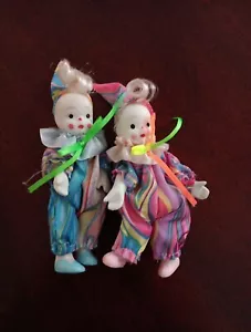 Vintage Porcelain Clown Dolls From Italy 6" Tall - Picture 1 of 8
