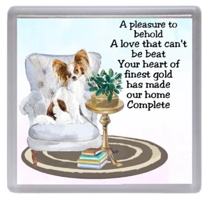 Papillon Dog Coaster/Drinks Mat "A pleasure poem" - Great Gift - Picture 1 of 3