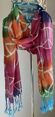 "Bufanda Justice niñas brillante neón/metálica, rosa, naranja, verde, azul 19"" ancho x 70"" largo nueva sin etiquetas" Foto 1 de 4