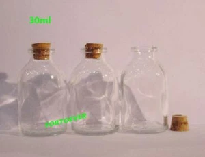 4pcs 30ML small transparent glass barrel Corks bottle Wishing Bottles - Picture 1 of 1