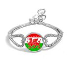 CYMRU Wales Silver Colour Heart Bracelet With Diamantes And Gift Bag