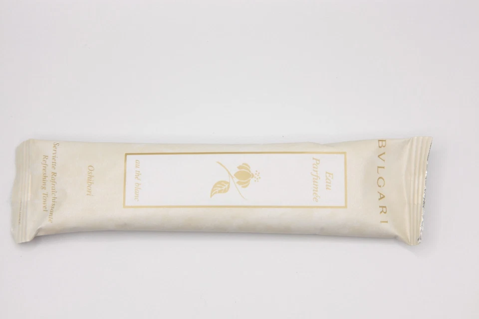 Paquete de 10 toallas refrescantes Oshibori BVLGARI au thé Blanc (té blanco) 12 g NUEVO Foto 1 de 2