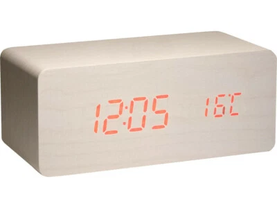 Wecker Elektrischer Holzwecker mit Qi Wireless Charging Pad LED Digital Charger - Bild 1 von 2