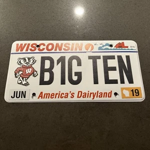 Wisconsin UW Badgers Novelty Plastic License Plate B1G TEN Decoration Only - Picture 1 of 3